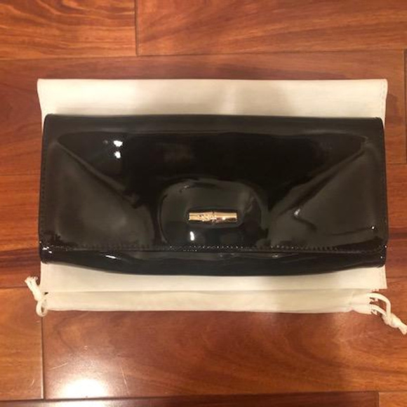 Longchamp Handbags - LONGCHAMP ROSEAU EVENING HANDBAG BLACK PATENT
